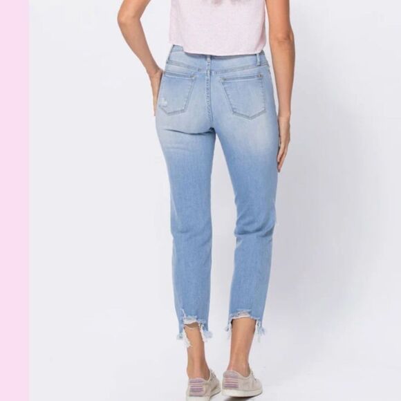 Judy Blue Destroyed Hem Boyfriend Jeans Light Wash Size 22w - Picture 2 of 6